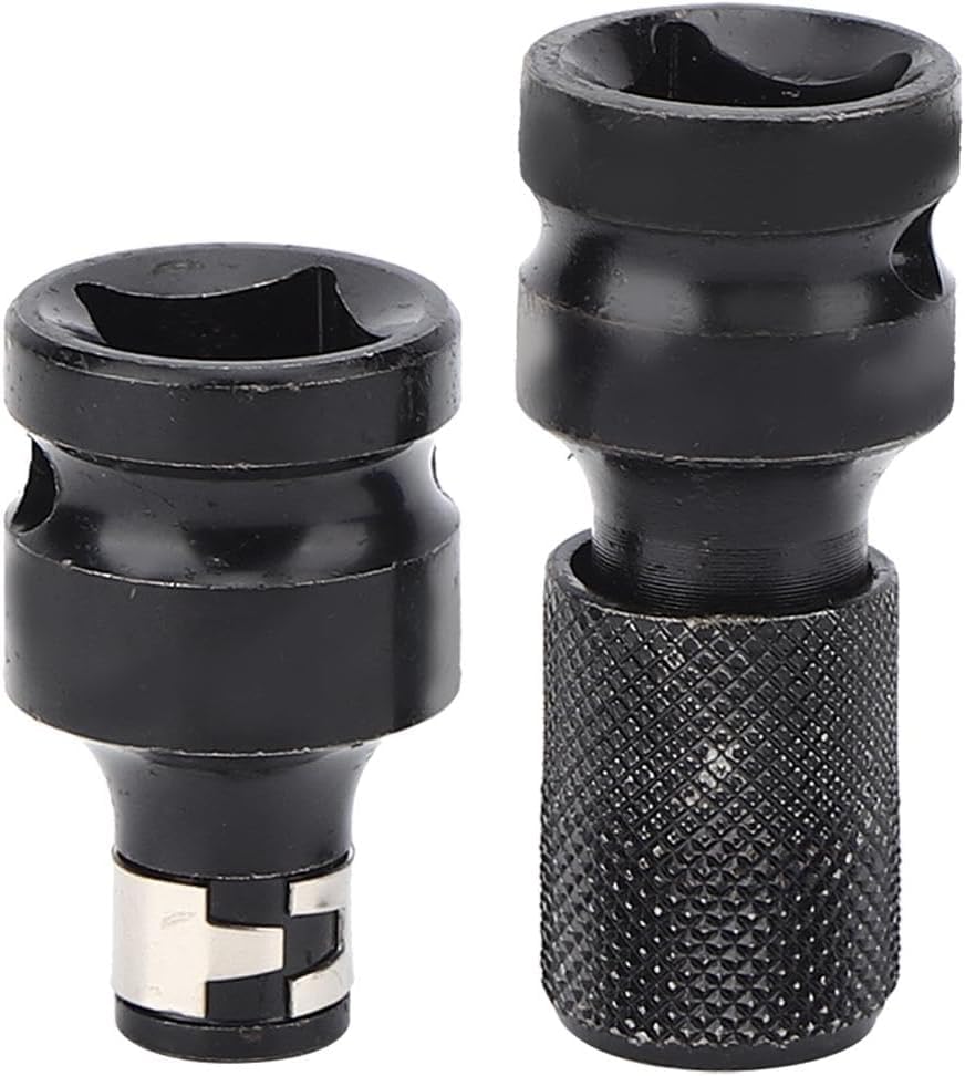 UpToDateTools Impact Wrench Adapter, 2 PCS 1/2 inch Square Drive to 1/4 inch Hex Female Socket Adapter Converter Chuck Adapter for Impact Air and Electric Wrench