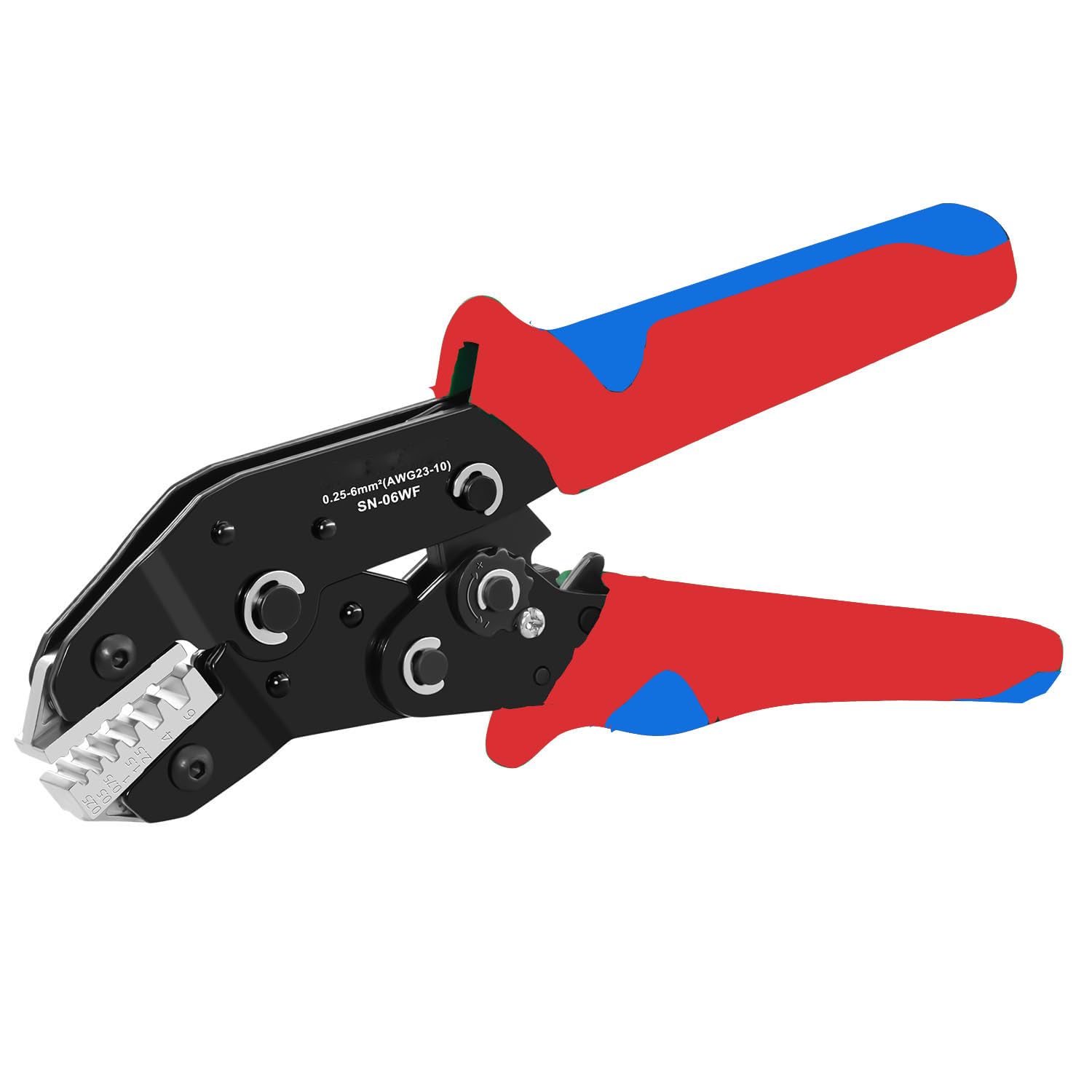 UpToDateTools SN-06WF Ratchet Terminals Crimping Tool AWG23-10 (0.25-6mm²) - Wire Ferrule Terminal Crimper for Wire Insulated Cord Pin Ends Ferrules Terminals