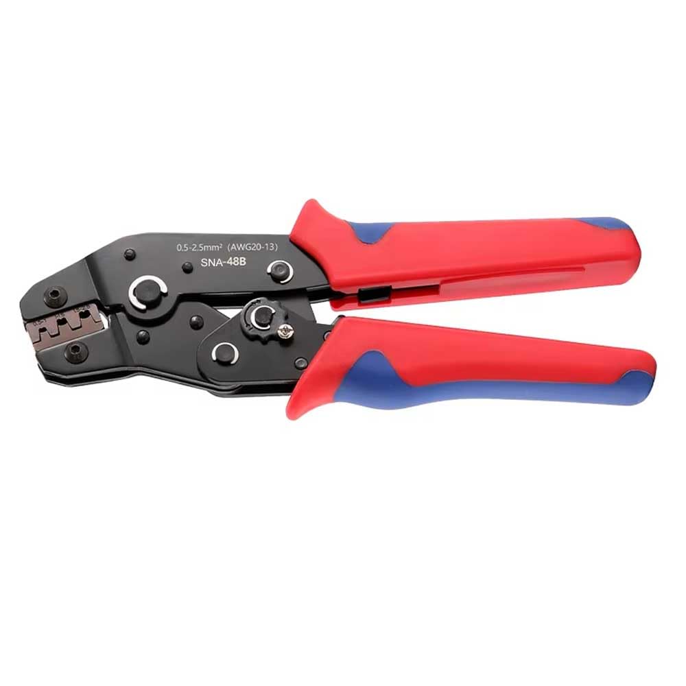 UpToDateTools Non-insulated 20-13 AWG Open Barrel Crimping Tool 0.5-2.5mm², Ratcheting Crimper for Dupont Molex JST TE Terminals & EPC PCIE SATA Pins - SNA-48B