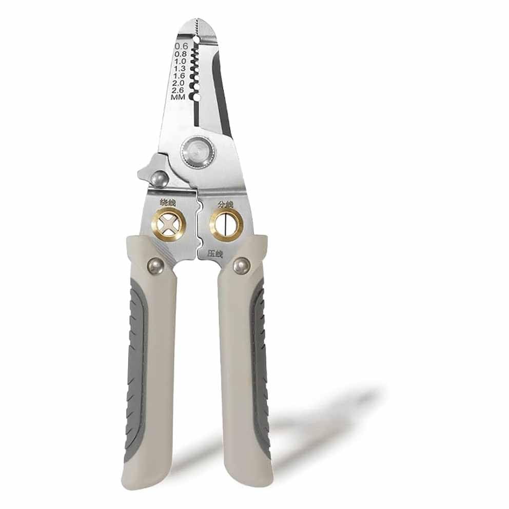 UpToDateTools Special Wire Stripper for Electrician Stainless Steels Non-Slip Material 6 in 1 Multifunction Wire Pliers Tool with Safety Latch for Electrician Cutter Pliers